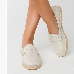 LA Canadienne Women’s Cream Espadrille Penny Loafers - size 41